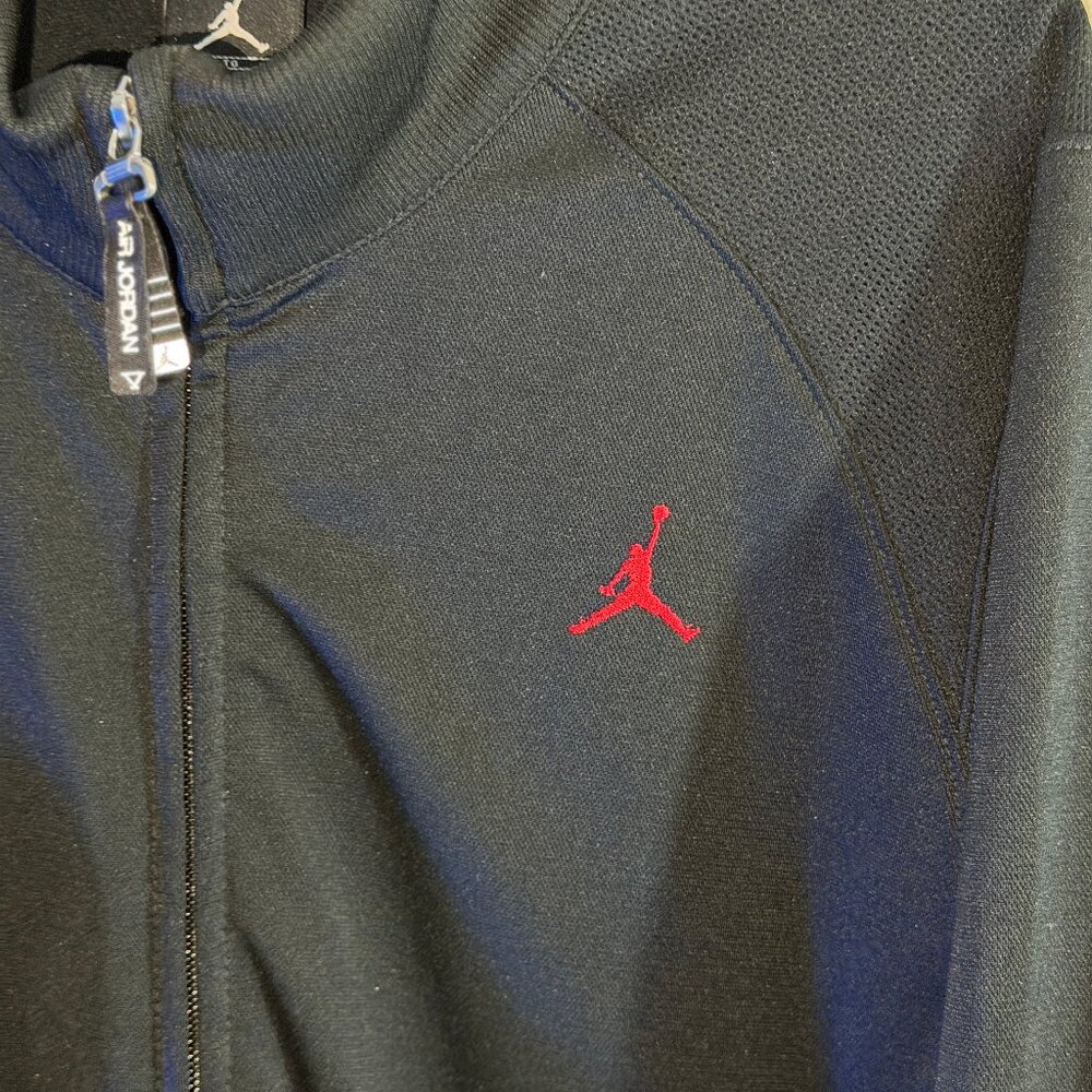 Vintage Jordan Flight Full Zip Basketball Jacket Black Red Reflective Men's XL - Picture 2 of 7